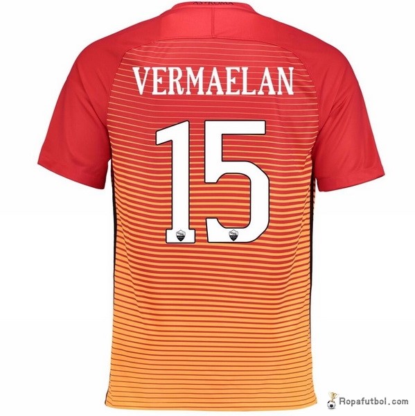 Camiseta As Roma Replica Tercera Ropa Vermaelan 2016/17 Naranja